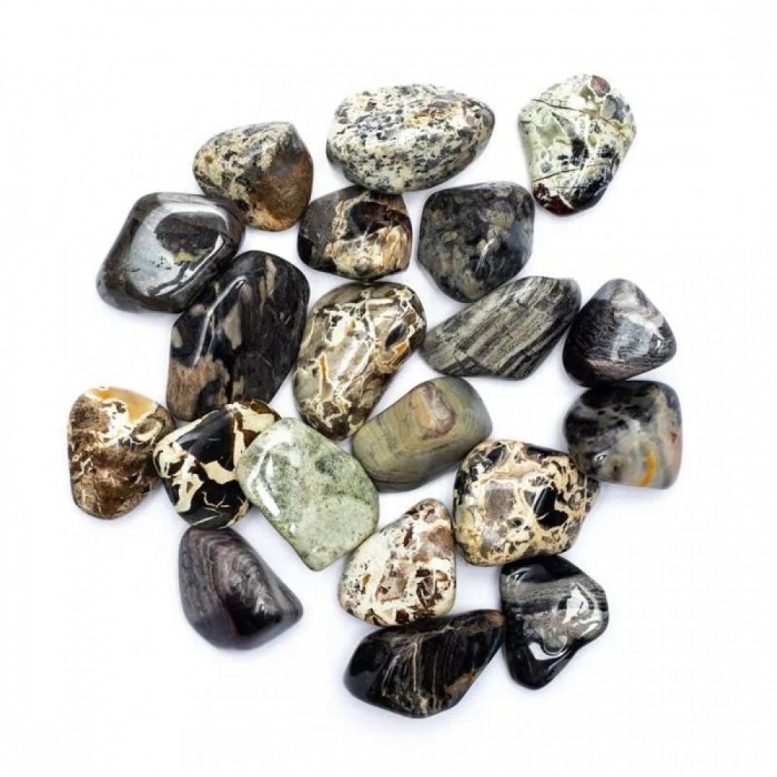 Ημιπολυτιμοι λιθοι - Silverleaf Jasper - Ασημόφυλλος Ίασπις Βότσαλα - Πέτρες (Tumblestones)